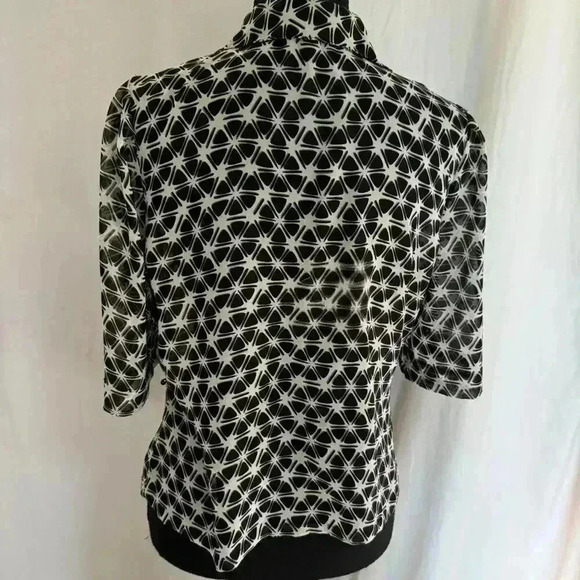 Y2K funky geometric  Black and white sheer chiffon Worthington women’s medium - Picture 4 of 8